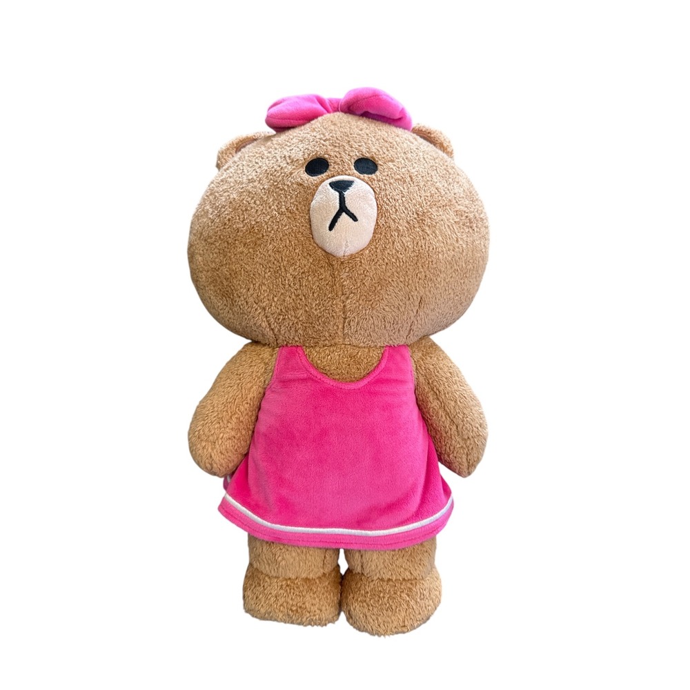 GUND LINE FRIENDS Choco Plush Brown Bear Pink Dress Bow 6054355 Stuffed Animal